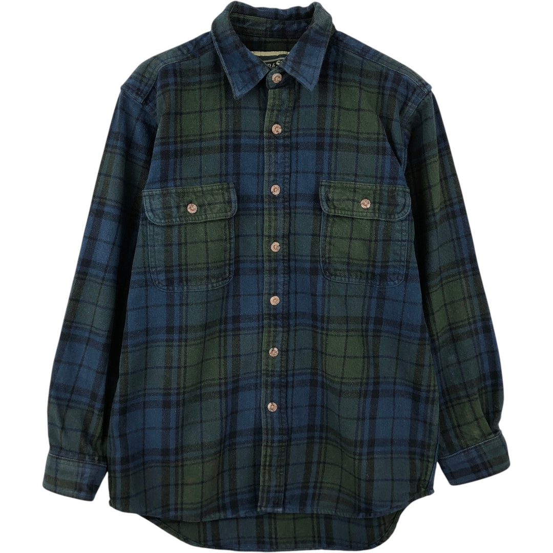 FIELD&STREAM Long-Sleeve Heavy Flannel Check Shirt, Men's Size M (approx.) unclear blue type Vintage Second Hand