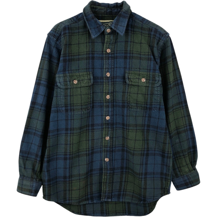 FIELD&STREAM Long-Sleeve Heavy Flannel Check Shirt, Men's Size M (approx.) unclear blue type Vintage Second Hand