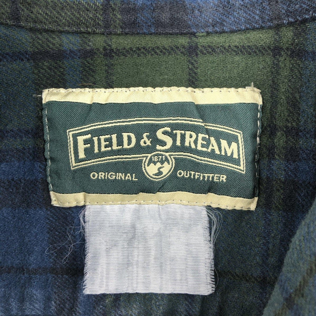 FIELD&STREAM Long-Sleeve Heavy Flannel Check Shirt, Men's Size M (approx.) unclear blue type Vintage Second Hand