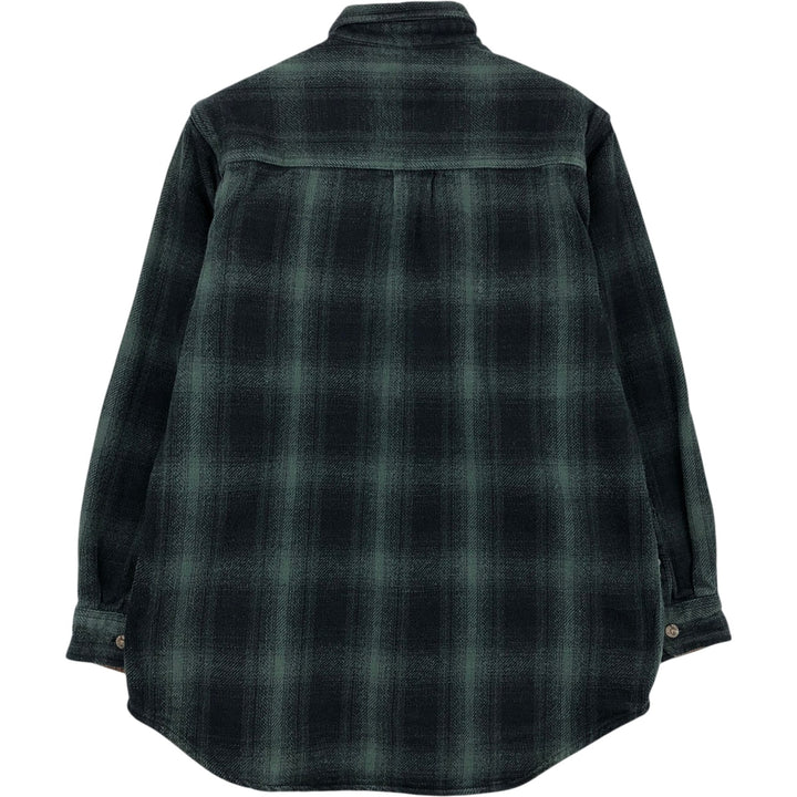 FIELDandSTREAM Ombre Check Long-Sleeve Heavy Flannel Check Shirt (Men's Size M) cotton green type Vintage Second Hand