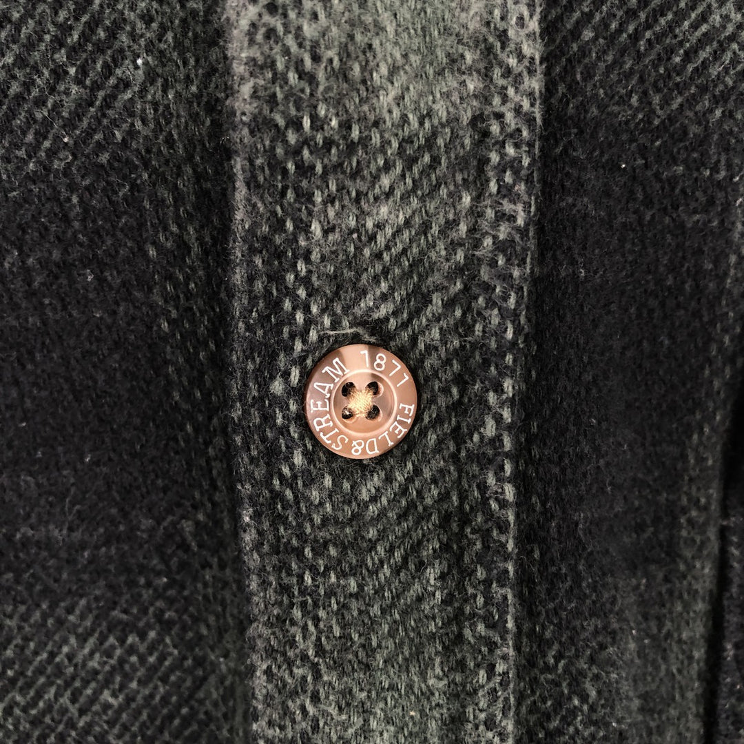 FIELDandSTREAM Ombre Check Long-Sleeve Heavy Flannel Check Shirt (Men's Size M) cotton green type Vintage Second Hand