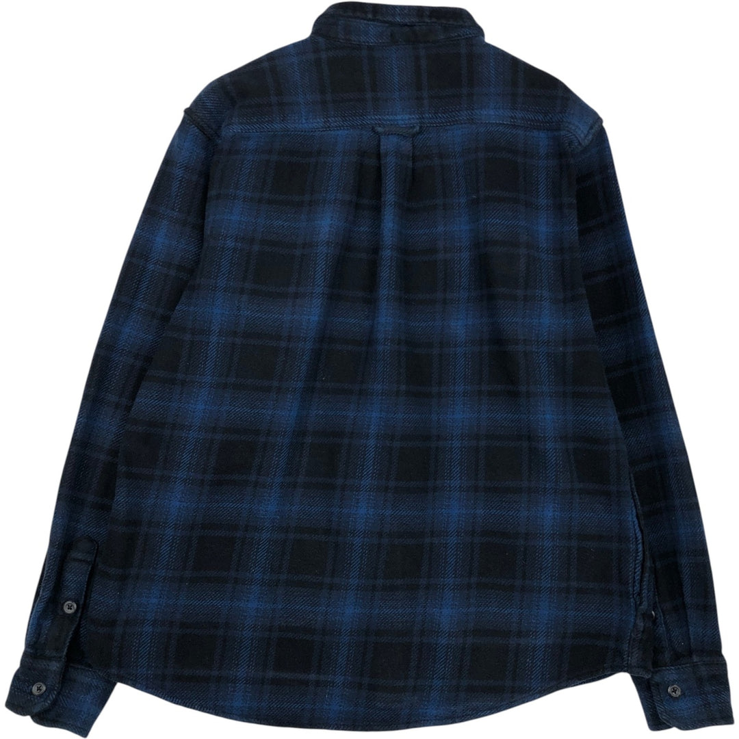 Orvis Ombre Check Long-Sleeve Heavy Flannel Check Shirt, Men's Size L (approx.), Flap Pockets cotton blue type Vintage Second Hand