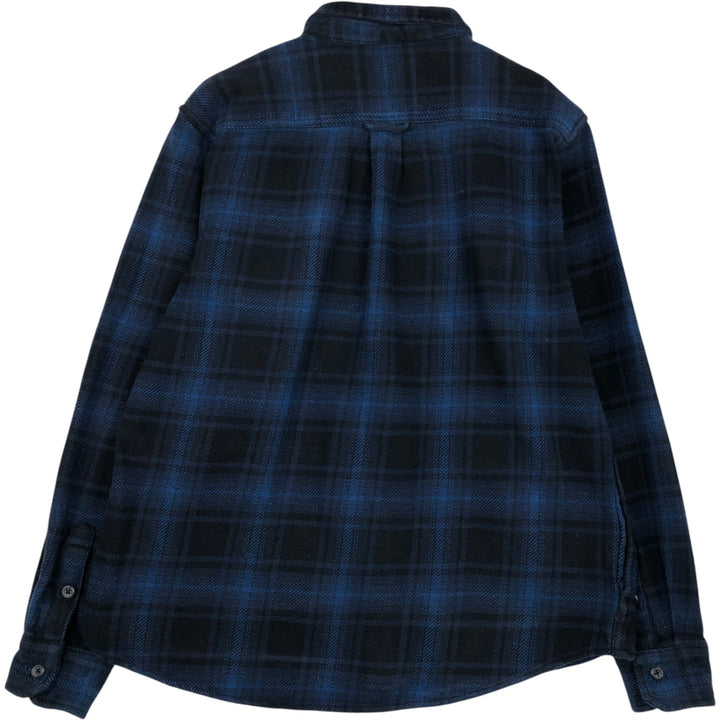 Orvis Ombre Check Long-Sleeve Heavy Flannel Check Shirt, Men's Size L (approx.), Flap Pockets cotton blue type Vintage Second Hand