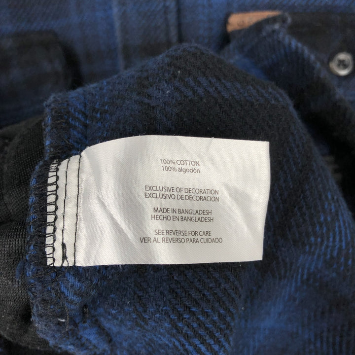 Orvis Ombre Check Long-Sleeve Heavy Flannel Check Shirt, Men's Size L (approx.), Flap Pockets cotton blue type Vintage Second Hand