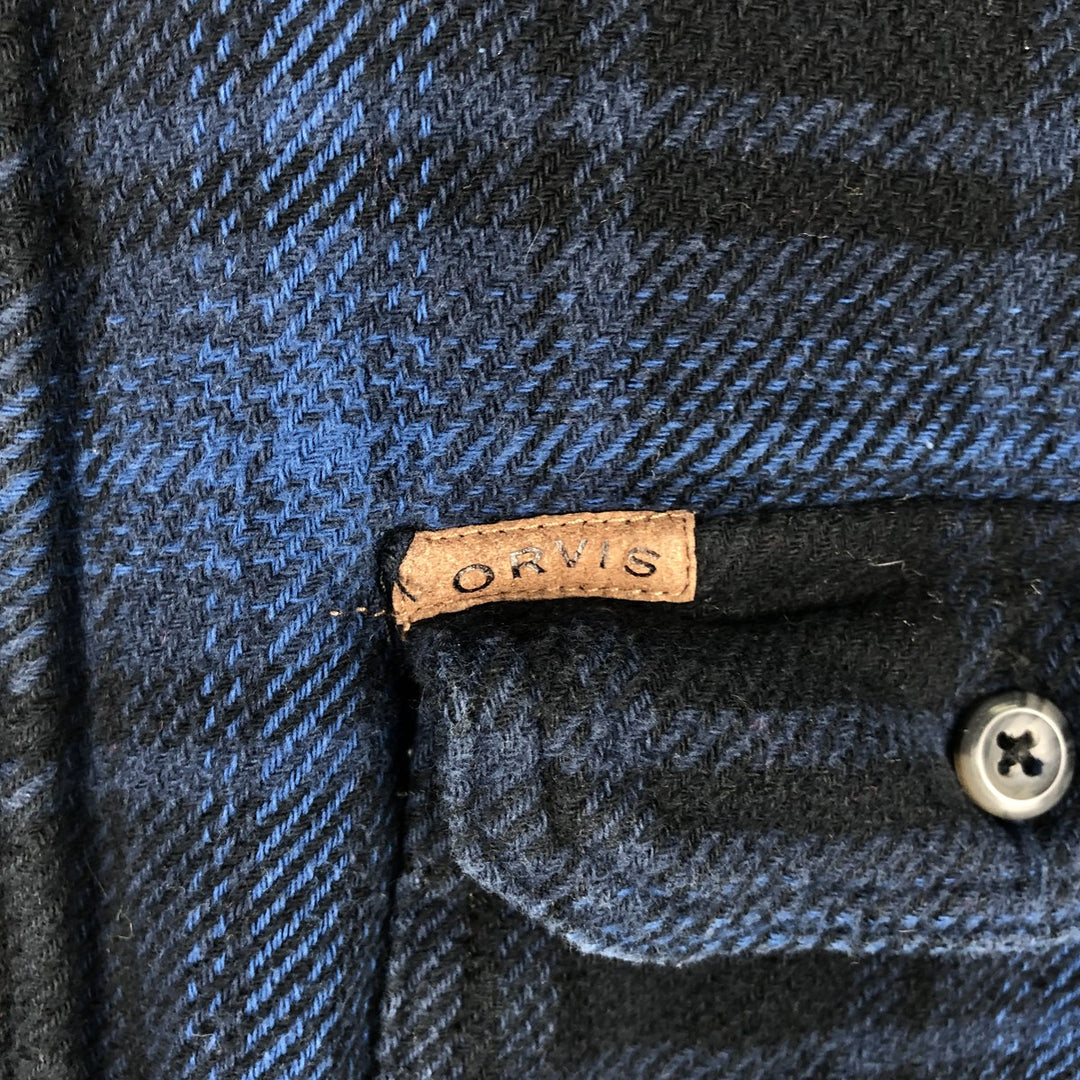Orvis Ombre Check Long-Sleeve Heavy Flannel Check Shirt, Men's Size L (approx.), Flap Pockets cotton blue type Vintage Second Hand