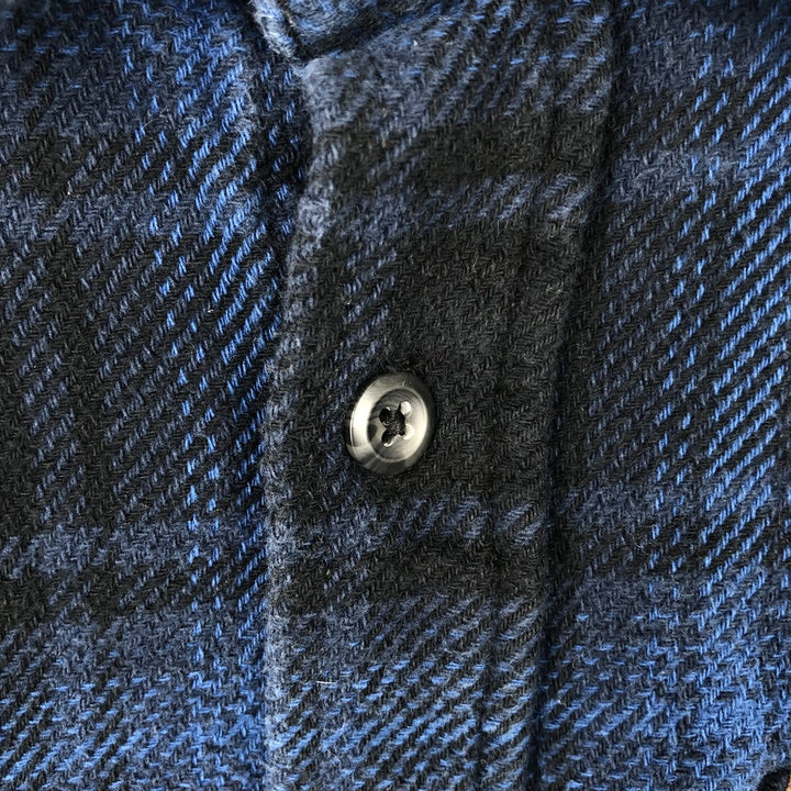 Orvis Ombre Check Long-Sleeve Heavy Flannel Check Shirt, Men's Size L (approx.), Flap Pockets cotton blue type Vintage Second Hand