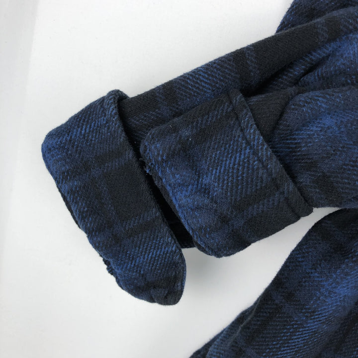 Orvis Ombre Check Long-Sleeve Heavy Flannel Check Shirt, Men's Size L (approx.), Flap Pockets cotton blue type Vintage Second Hand
