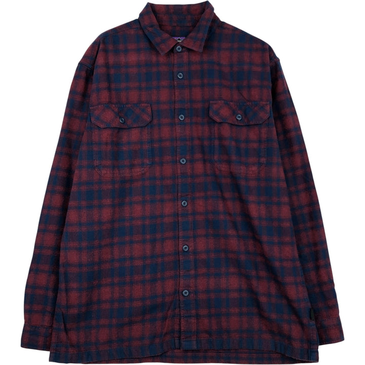 Patagonia Organic Cotton 42400FA22 Box Shirt, Long Sleeve, Flannel Check Shirt, Men's Size L (approx.) Organic cotton red type Vintage Second Hand
