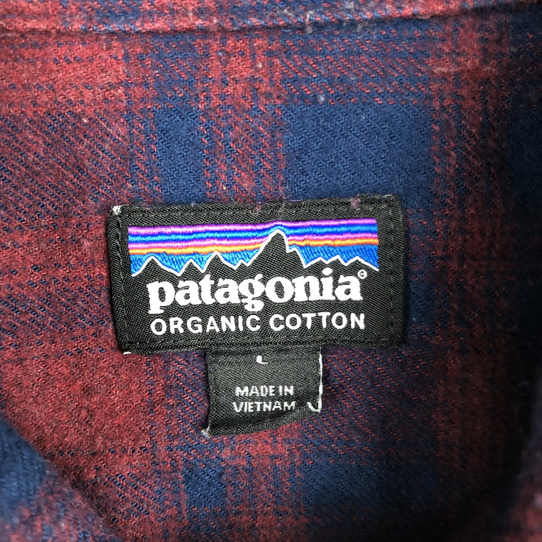 Patagonia Organic Cotton 42400FA22 Box Shirt, Long Sleeve, Flannel Check Shirt, Men's Size L (approx.) Organic cotton red type Vintage Second Hand