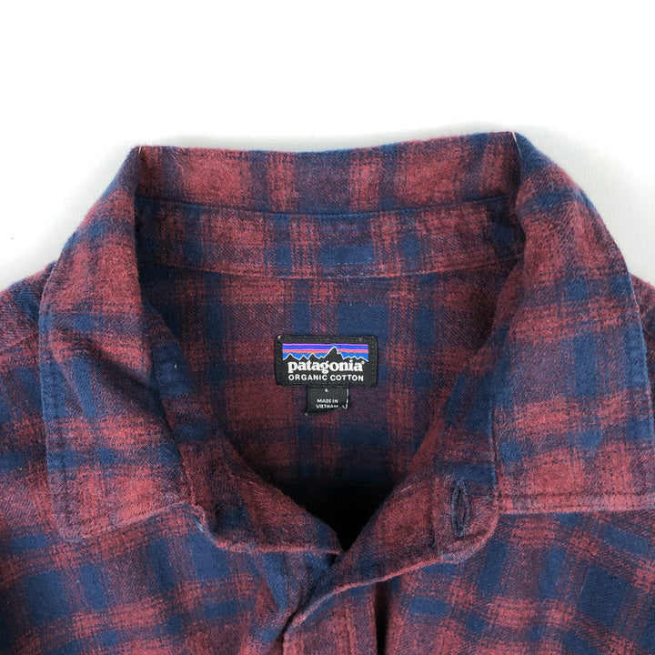 Patagonia Organic Cotton 42400FA22 Box Shirt, Long Sleeve, Flannel Check Shirt, Men's Size L (approx.) Organic cotton red type Vintage Second Hand