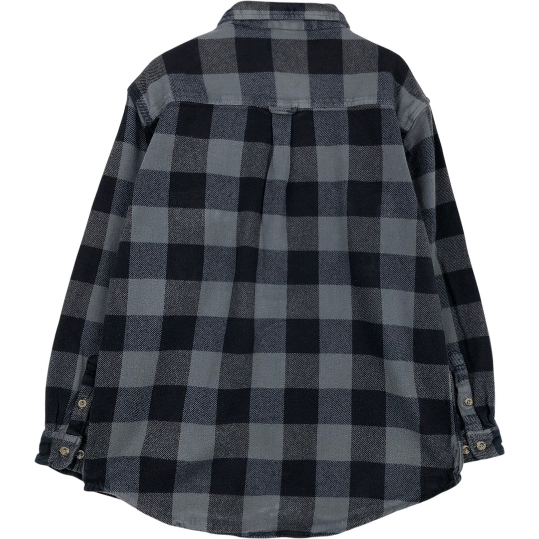Field & Stream Buffalo Check Long Sleeve Heavy Flannel Check Shirt, Men's Size XL cotton gray type Vintage Second Hand