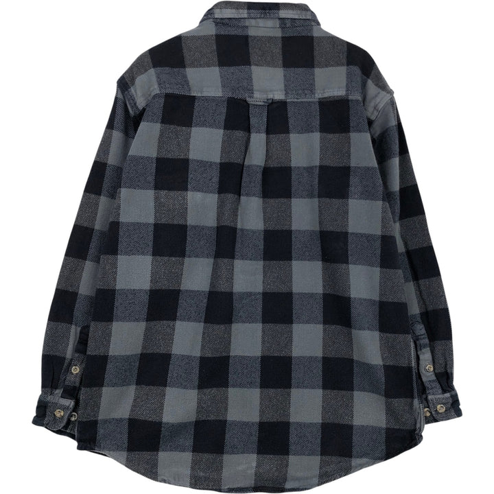 Field & Stream Buffalo Check Long Sleeve Heavy Flannel Check Shirt, Men's Size XL cotton gray type Vintage Second Hand