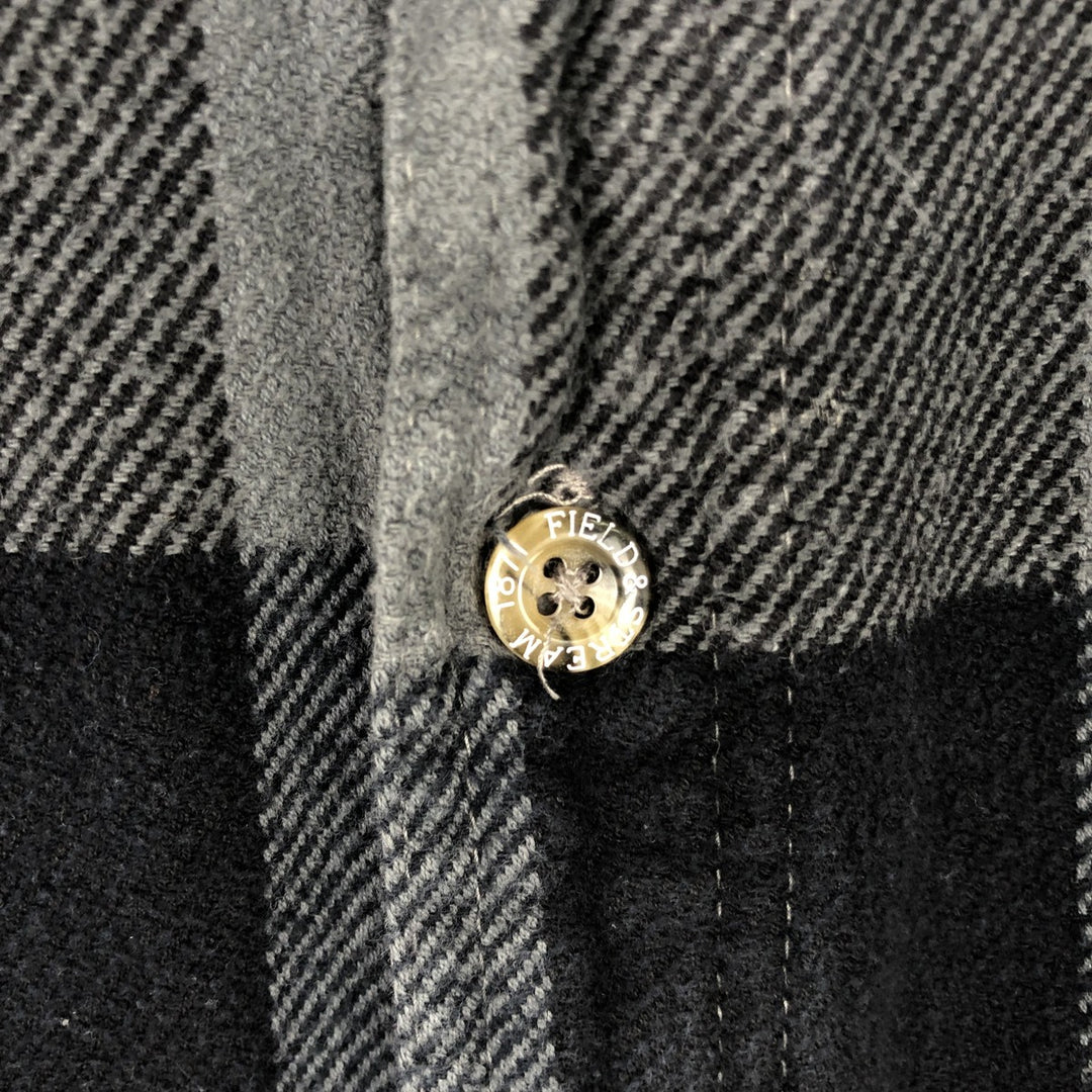 Field & Stream Buffalo Check Long Sleeve Heavy Flannel Check Shirt, Men's Size XL cotton gray type Vintage Second Hand