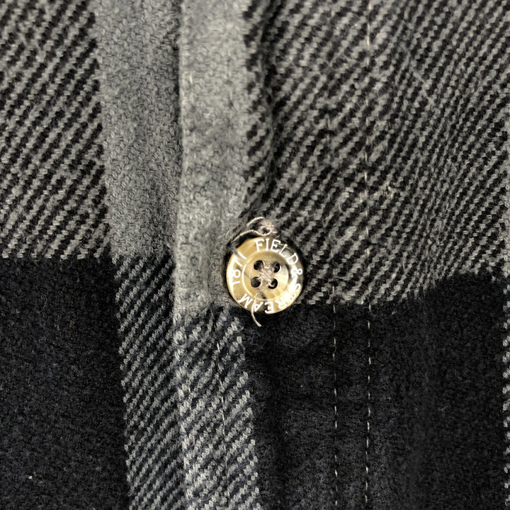 Field & Stream Buffalo Check Long Sleeve Heavy Flannel Check Shirt, Men's Size XL cotton gray type Vintage Second Hand