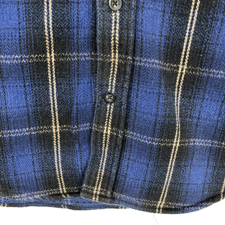 90s-00'S St. John's Bay Ombre Check Long-Sleeve Heavy Flannel Check Shirt, Men's Size L (Equivalent), Vintage cotton blue type Vintage Second Hand