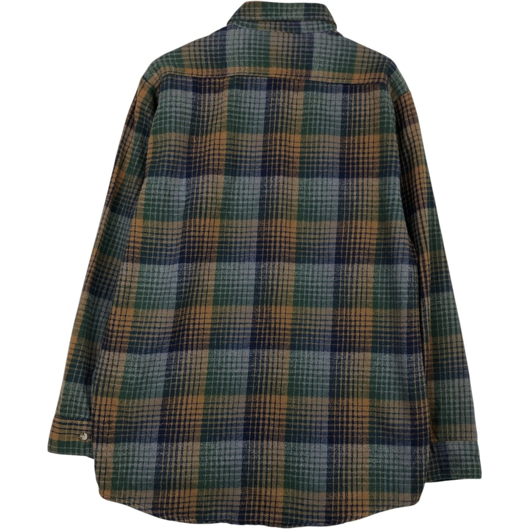 90'S Vintage Five Brother Long Sleeve Flannel Check Shirt, Made in USA, Men's Size L cotton brown type Vintage Second Hand