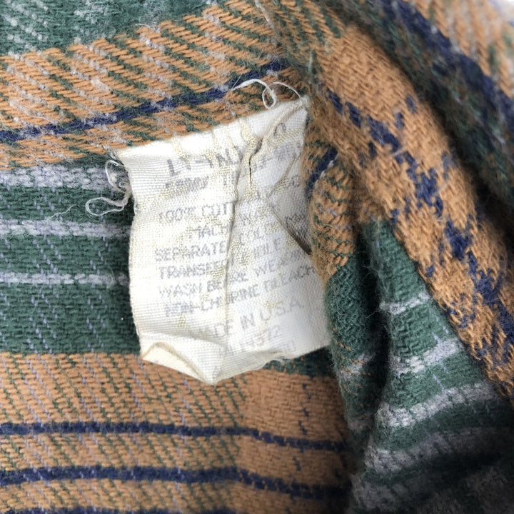 90'S Vintage Five Brother Long Sleeve Flannel Check Shirt, Made in USA, Men's Size L cotton brown type Vintage Second Hand