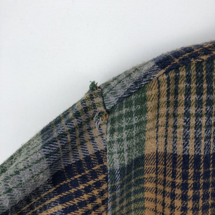 90'S Vintage Five Brother Long Sleeve Flannel Check Shirt, Made in USA, Men's Size L cotton brown type Vintage Second Hand