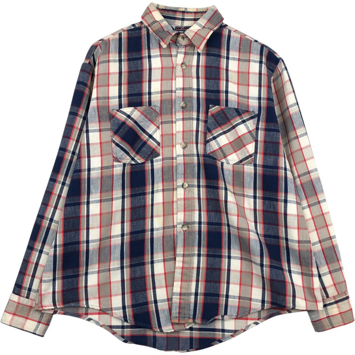 80'S Big Mac Long-Sleeve Flannel Check Shirt, Made in USA, Men's Size L (Equivalent), Vintage cotton Beige type Vintage Second Hand