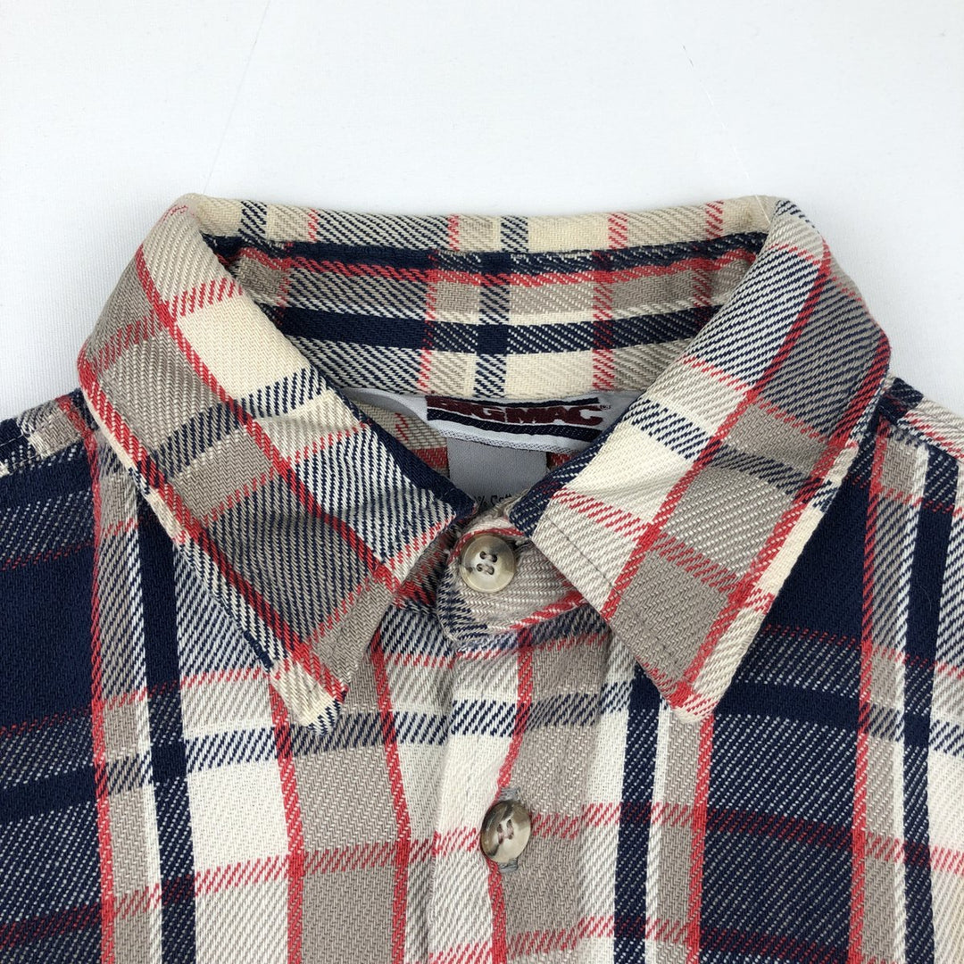 80'S Big Mac Long-Sleeve Flannel Check Shirt, Made in USA, Men's Size L (Equivalent), Vintage cotton Beige type Vintage Second Hand