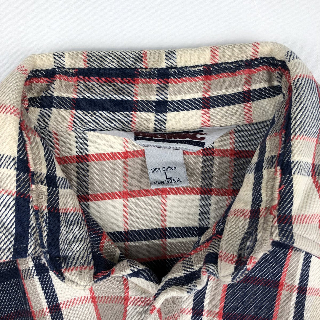 80'S Big Mac Long-Sleeve Flannel Check Shirt, Made in USA, Men's Size L (Equivalent), Vintage cotton Beige type Vintage Second Hand