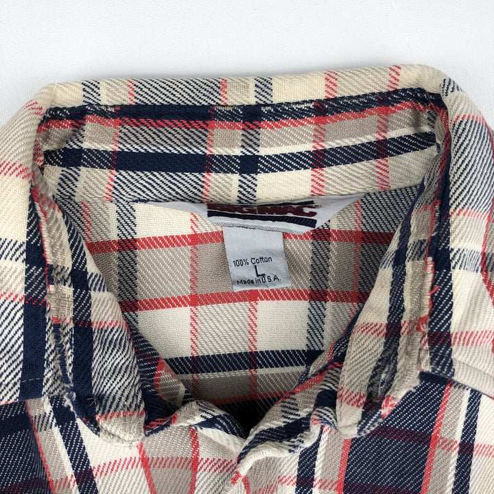 80'S Big Mac Long-Sleeve Flannel Check Shirt, Made in USA, Men's Size L (Equivalent), Vintage cotton Beige type Vintage Second Hand