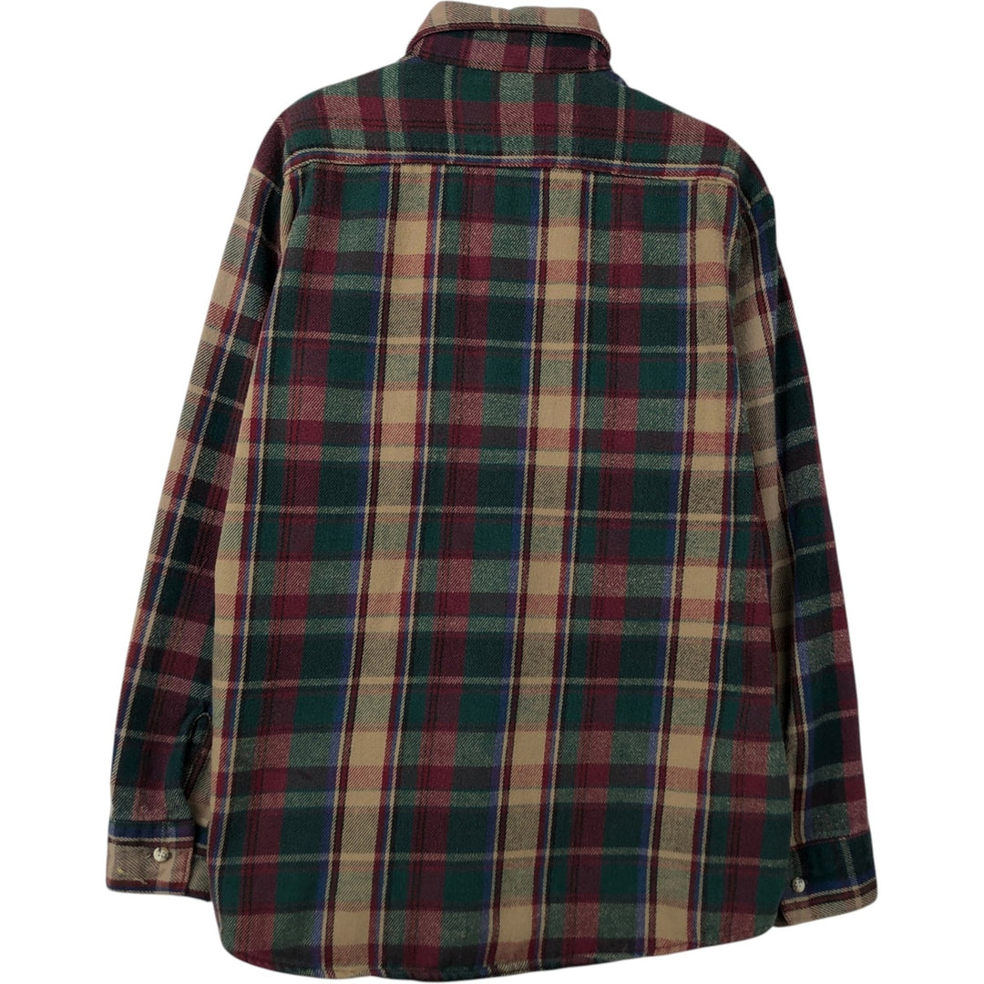 90'S Five Brother Long-Sleeve Flannel Check Shirt, Men's Size L (approx.) cotton Beige type Vintage Second Hand