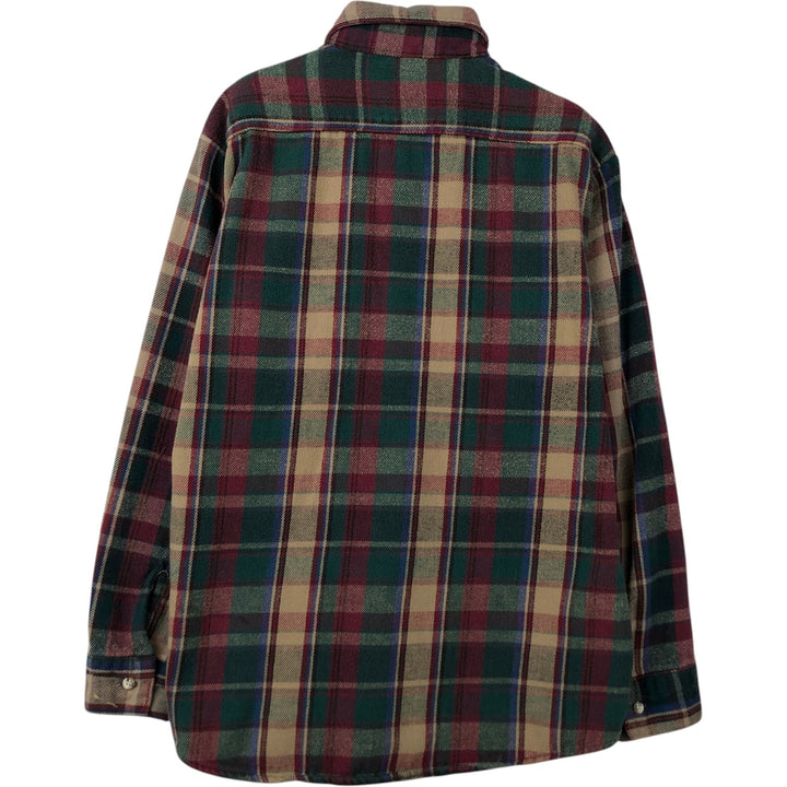 90'S Five Brother Long-Sleeve Flannel Check Shirt, Men's Size L (approx.) cotton Beige type Vintage Second Hand