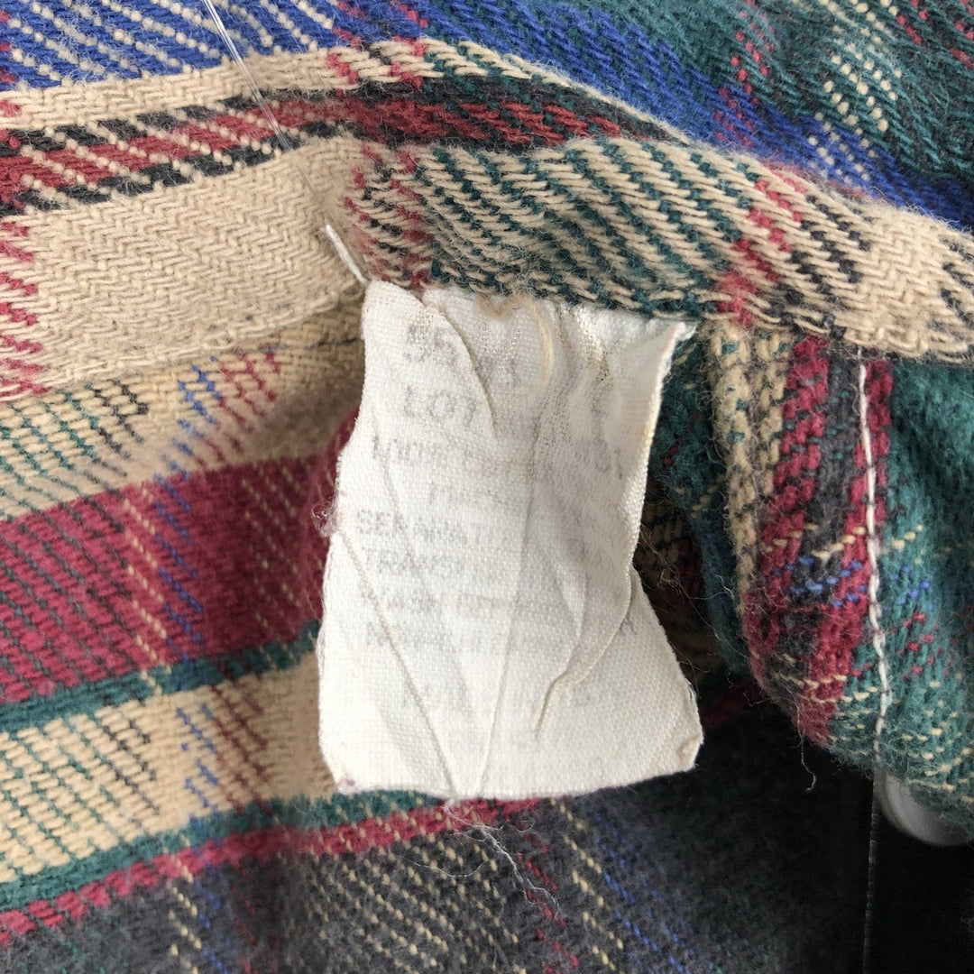90'S Five Brother Long-Sleeve Flannel Check Shirt, Men's Size L (approx.) cotton Beige type Vintage Second Hand