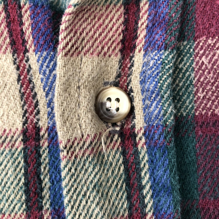 90'S Five Brother Long-Sleeve Flannel Check Shirt, Men's Size L (approx.) cotton Beige type Vintage Second Hand