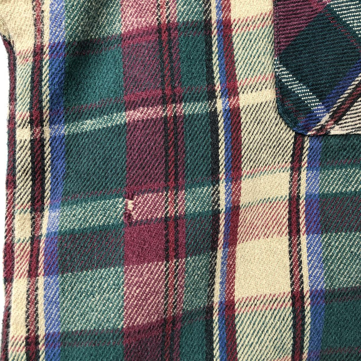 90'S Five Brother Long-Sleeve Flannel Check Shirt, Men's Size L (approx.) cotton Beige type Vintage Second Hand