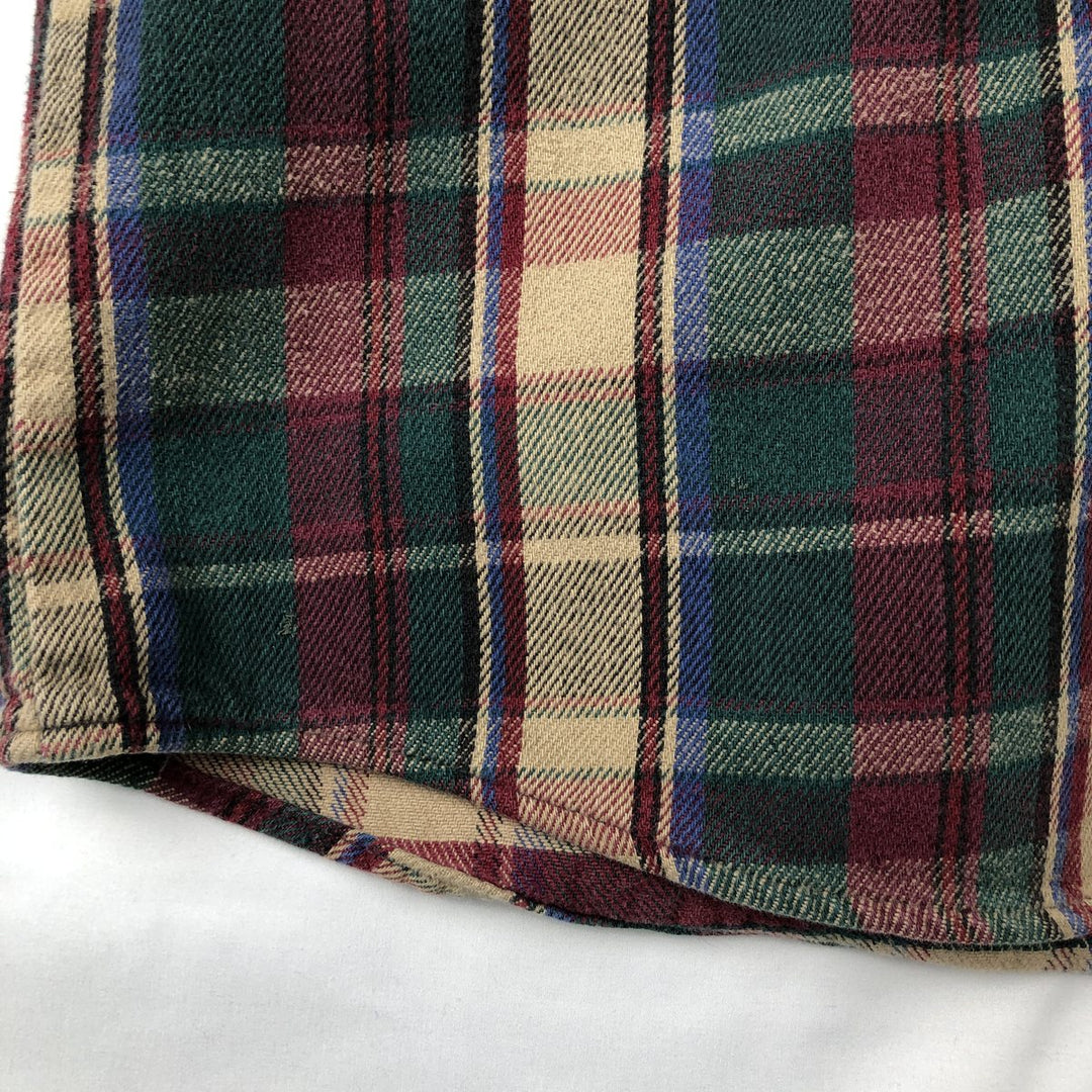 90'S Five Brother Long-Sleeve Flannel Check Shirt, Men's Size L (approx.) cotton Beige type Vintage Second Hand