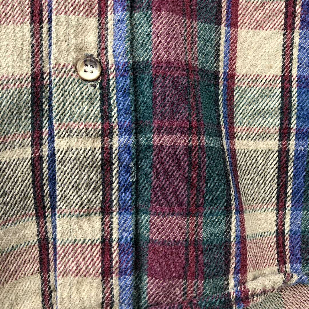 90'S Five Brother Long-Sleeve Flannel Check Shirt, Men's Size L (approx.) cotton Beige type Vintage Second Hand