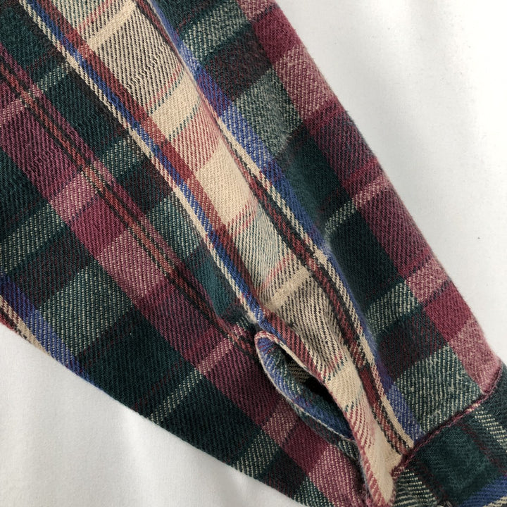 90'S Five Brother Long-Sleeve Flannel Check Shirt, Men's Size L (approx.) cotton Beige type Vintage Second Hand