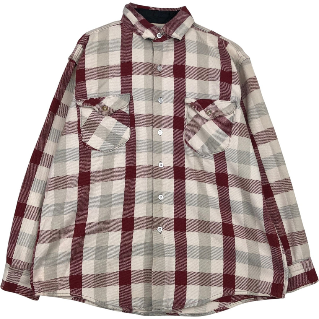 Osh Kosh long-sleeved flannel check shirt, men's size L unclear pale white type Vintage Second Hand
