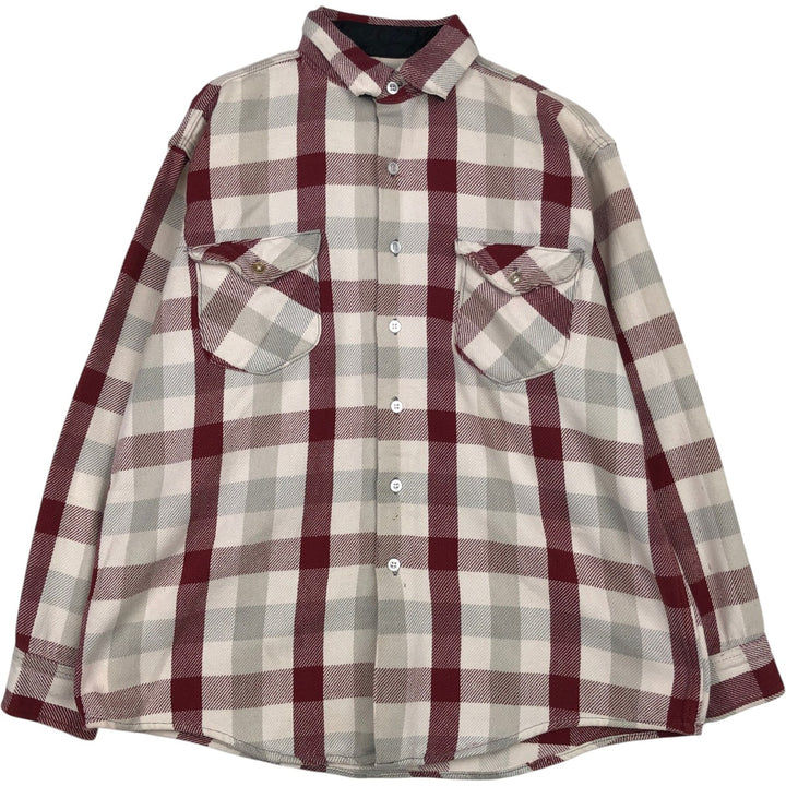 Osh Kosh long-sleeved flannel check shirt, men's size L unclear pale white type Vintage Second Hand