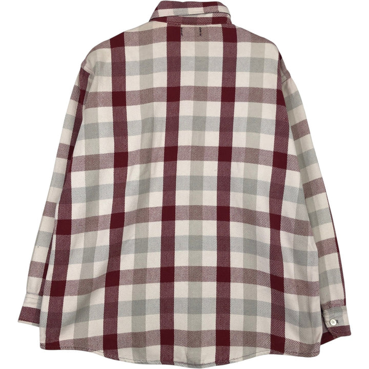 Osh Kosh long-sleeved flannel check shirt, men's size L unclear pale white type Vintage Second Hand
