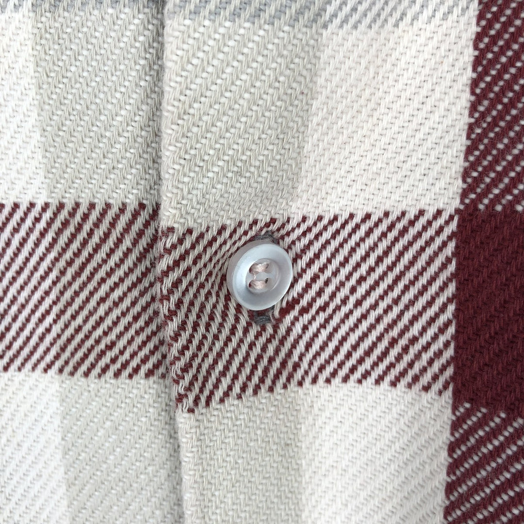 Osh Kosh long-sleeved flannel check shirt, men's size L unclear pale white type Vintage Second Hand