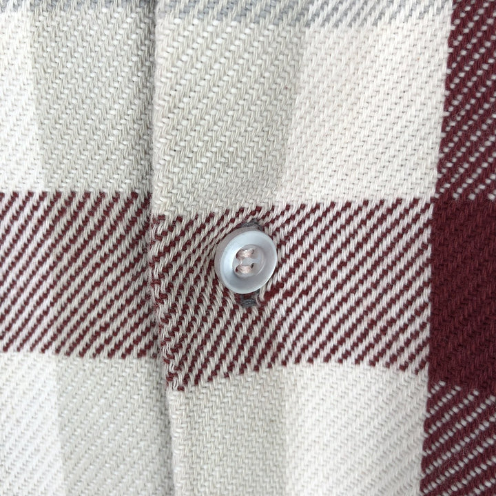 Osh Kosh long-sleeved flannel check shirt, men's size L unclear pale white type Vintage Second Hand