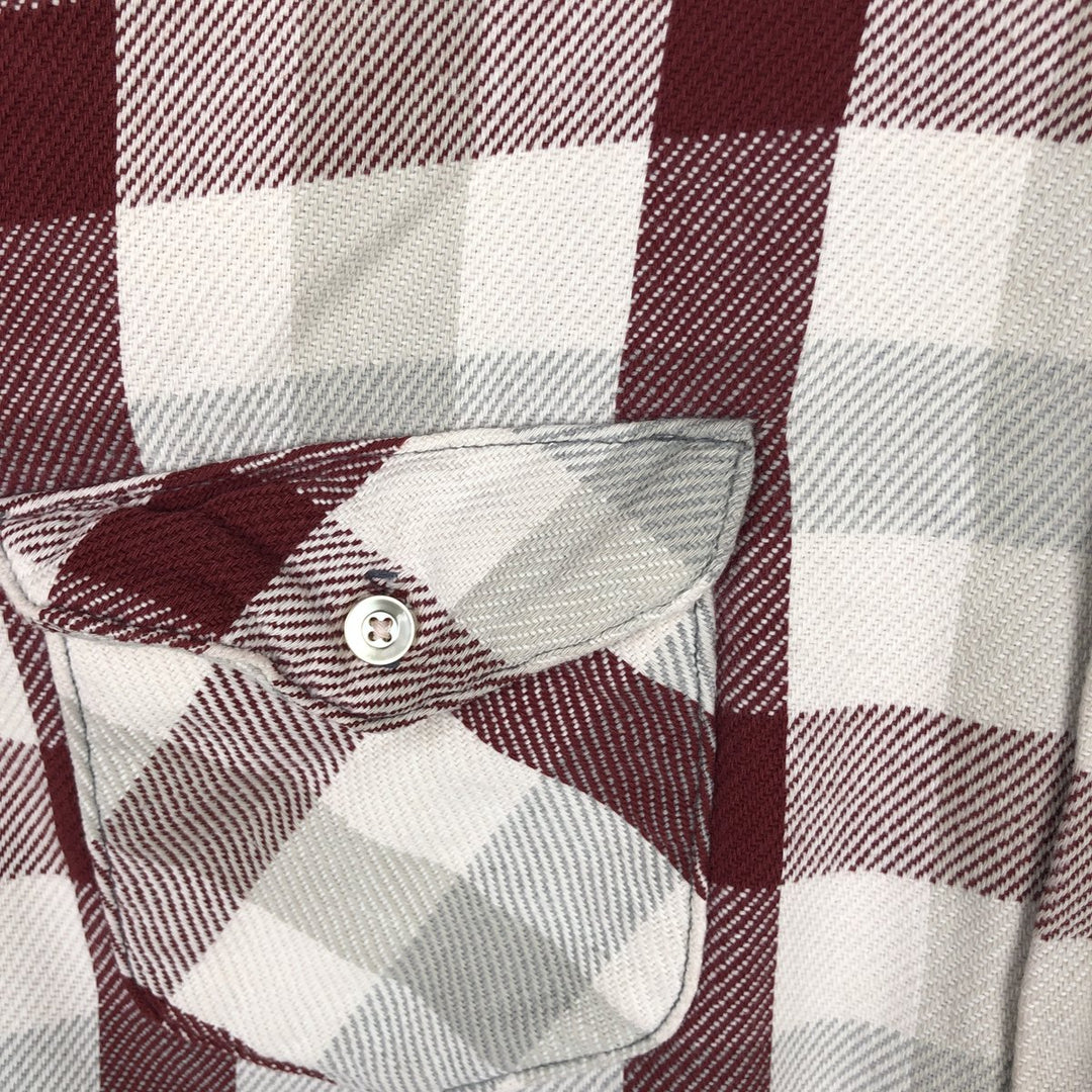 Osh Kosh long-sleeved flannel check shirt, men's size L unclear pale white type Vintage Second Hand