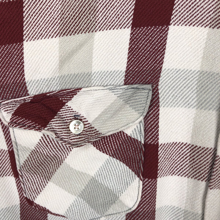 Osh Kosh long-sleeved flannel check shirt, men's size L unclear pale white type Vintage Second Hand
