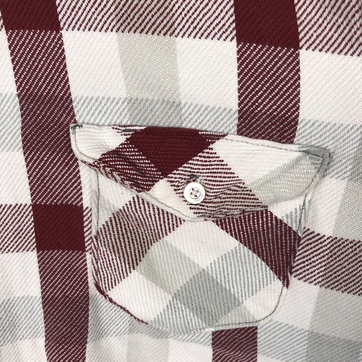 Osh Kosh long-sleeved flannel check shirt, men's size L unclear pale white type Vintage Second Hand