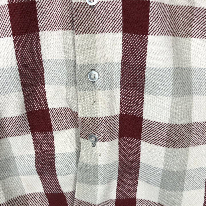 Osh Kosh long-sleeved flannel check shirt, men's size L unclear pale white type Vintage Second Hand