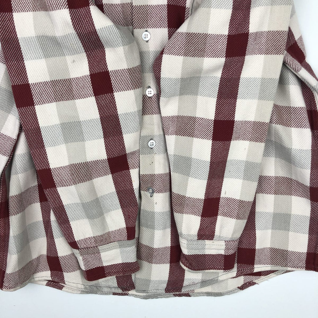 Osh Kosh long-sleeved flannel check shirt, men's size L unclear pale white type Vintage Second Hand