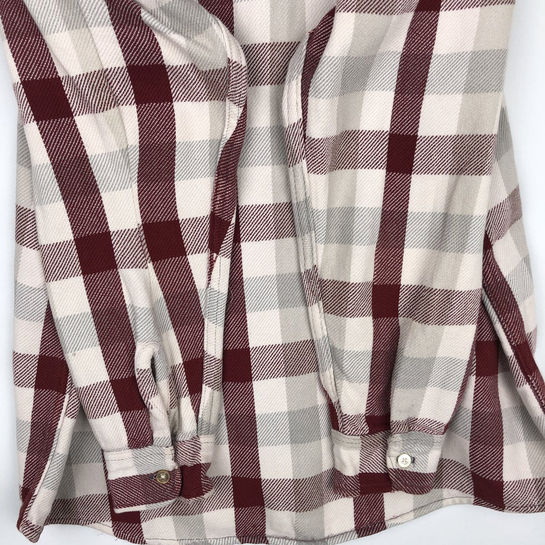 Osh Kosh long-sleeved flannel check shirt, men's size L unclear pale white type Vintage Second Hand