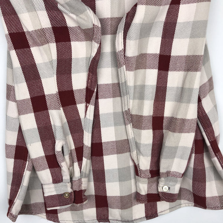 Osh Kosh long-sleeved flannel check shirt, men's size L unclear pale white type Vintage Second Hand