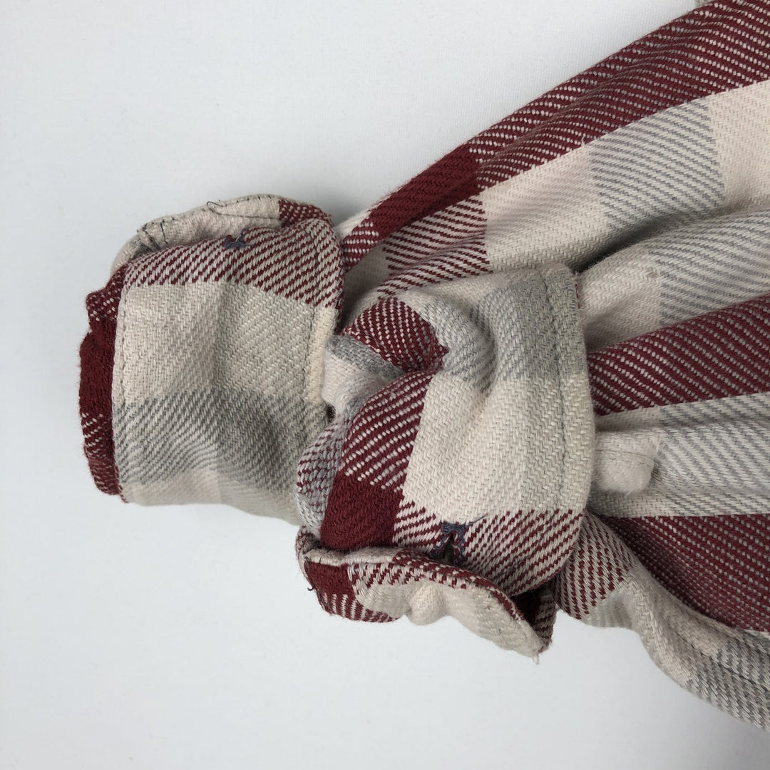 Osh Kosh long-sleeved flannel check shirt, men's size L unclear pale white type Vintage Second Hand