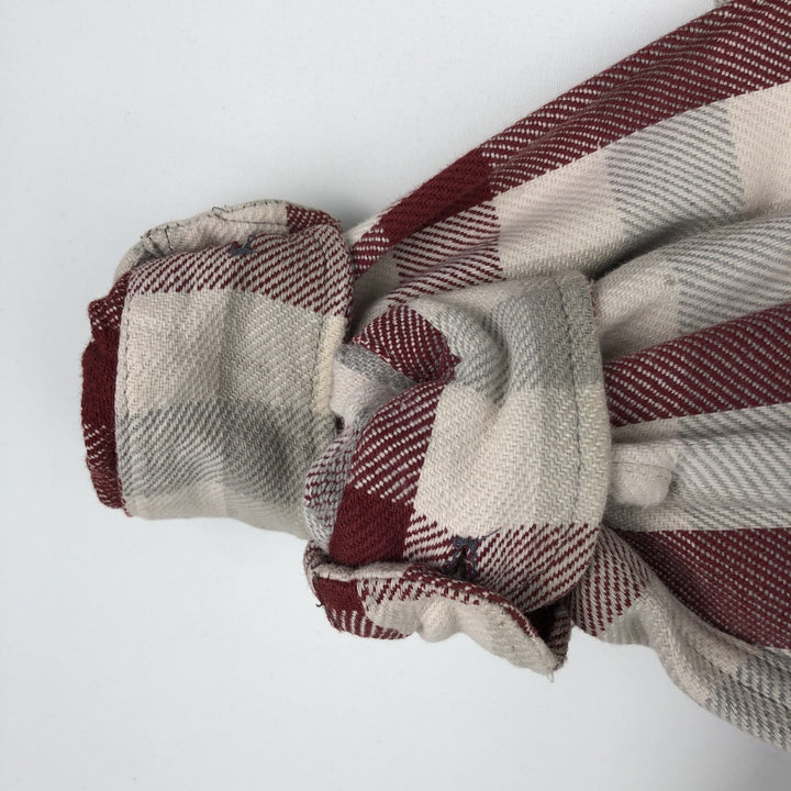 Osh Kosh long-sleeved flannel check shirt, men's size L unclear pale white type Vintage Second Hand