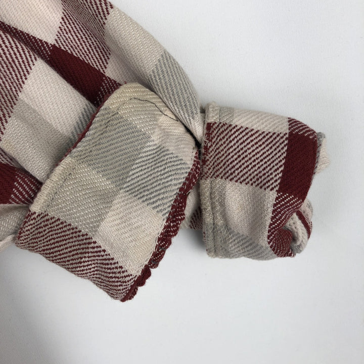 Osh Kosh long-sleeved flannel check shirt, men's size L unclear pale white type Vintage Second Hand