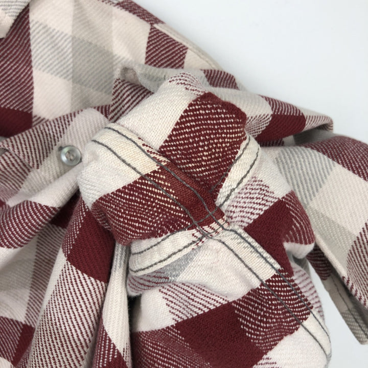 Osh Kosh long-sleeved flannel check shirt, men's size L unclear pale white type Vintage Second Hand